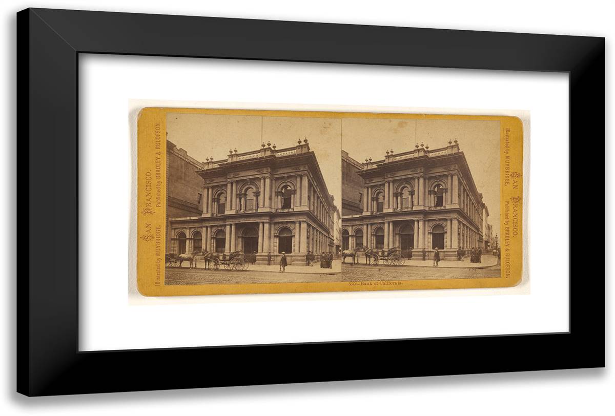 Bank of California. 24x16 Black Modern Wood Framed Art Print Poster by Muybridge, Eadweard