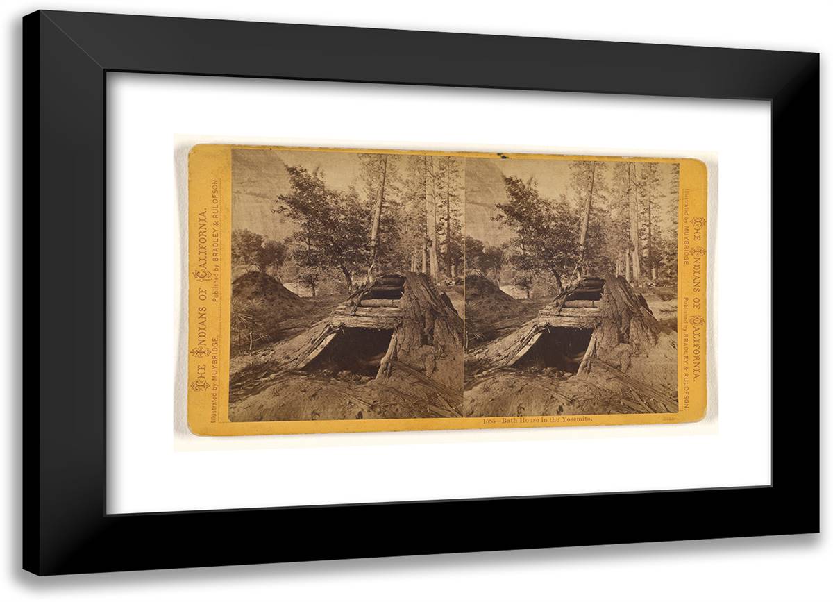 Bath House in the Yosemite. 24x17 Black Modern Wood Framed Art Print Poster by Muybridge, Eadweard