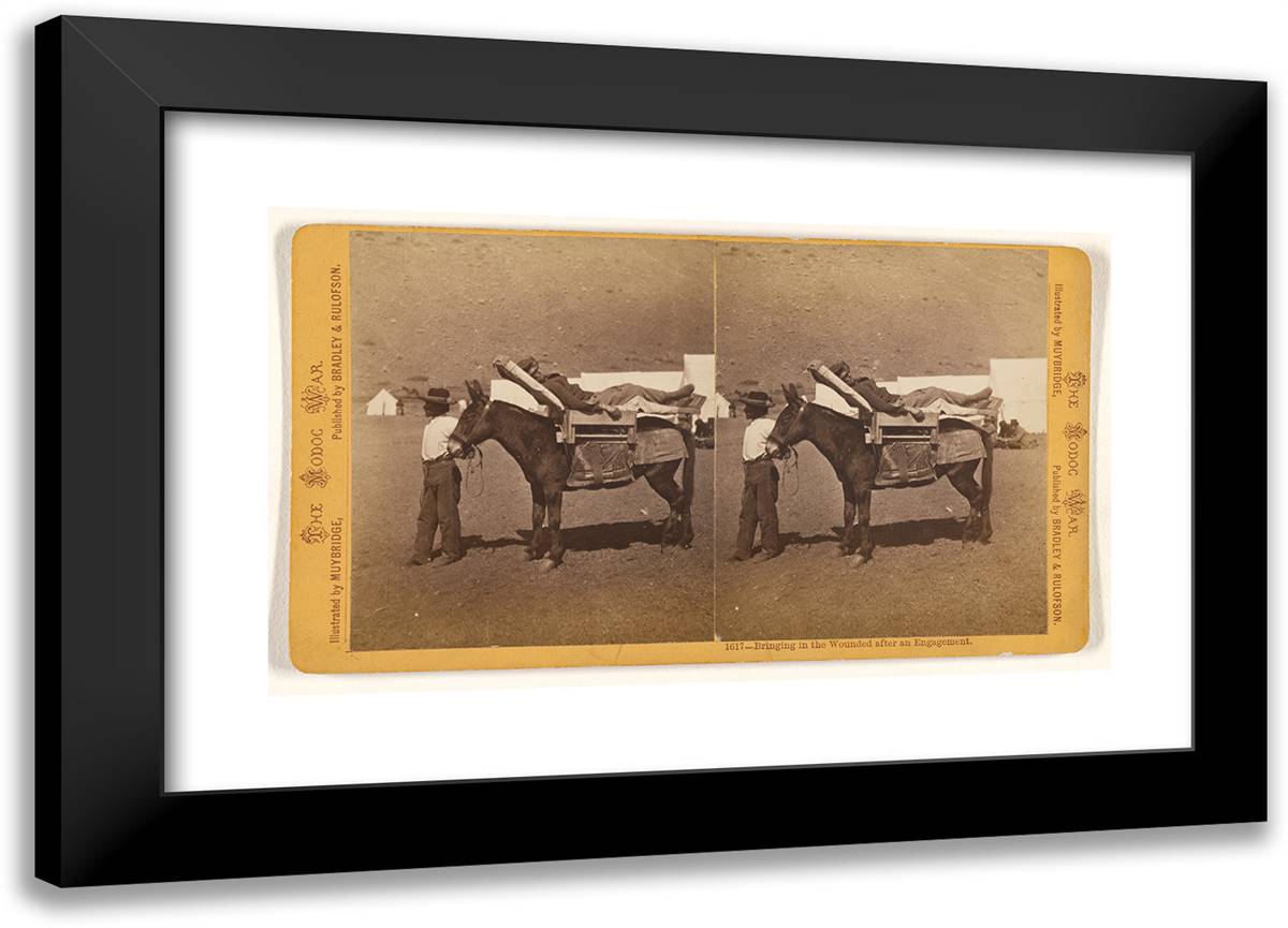 Bringing in the Wounded After an Engagement. 24x17 Black Modern Wood Framed Art Print Poster by Muybridge, Eadweard