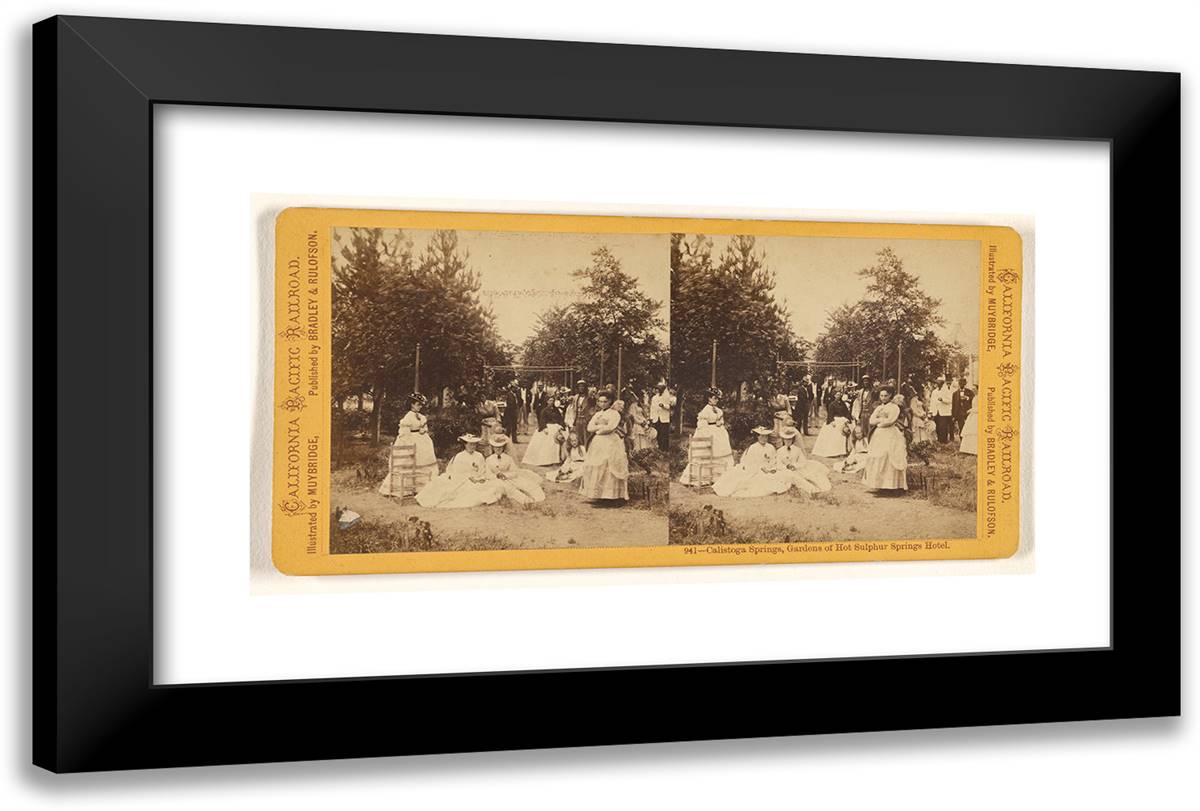 Calistoga Springs, Gardens of Hot Sulphur Springs Hotel. 24x16 Black Modern Wood Framed Art Print Poster by Muybridge, Eadweard