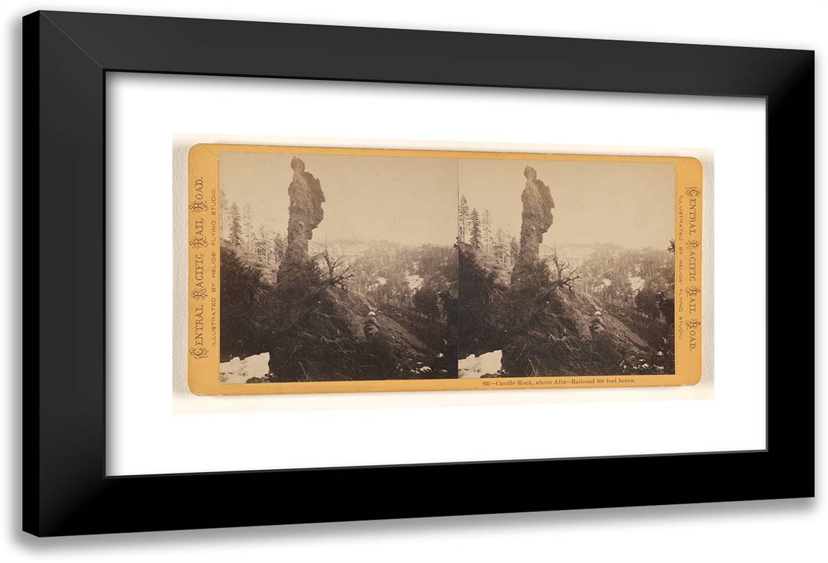Candle Rock, Above Alta - Railroad 500 Feet Below. I 24x16 Black Modern Wood Framed Art Print Poster by Muybridge, Eadweard