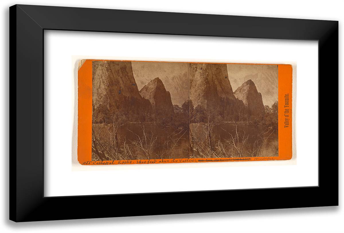 Cathedral Rocks. 2600 Feet Above the Valley. 24x16 Black Modern Wood Framed Art Print Poster by Muybridge, Eadweard