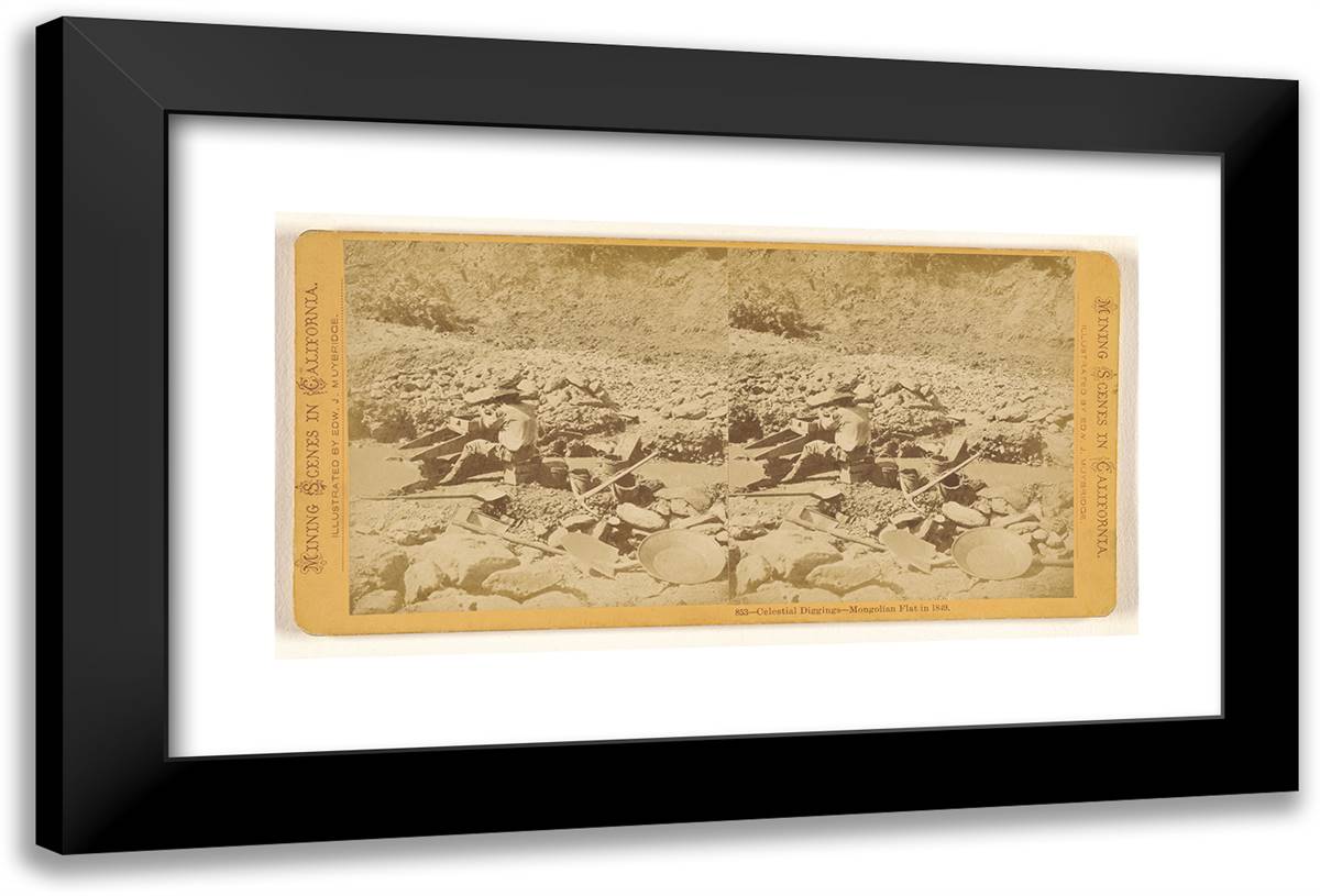 Celestial Diggings - Mongolian Flat in 1849. 24x16 Black Modern Wood Framed Art Print Poster by Muybridge, Eadweard
