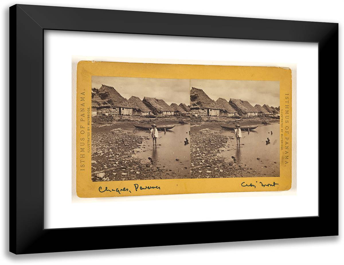 Chagres. the City Front. 24x18 Black Modern Wood Framed Art Print Poster by Muybridge, Eadweard