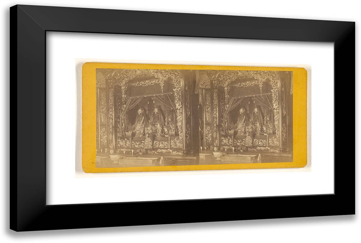 Chinese Joss House. Figurines of Gods. 24x16 Black Modern Wood Framed Art Print Poster by Muybridge, Eadweard