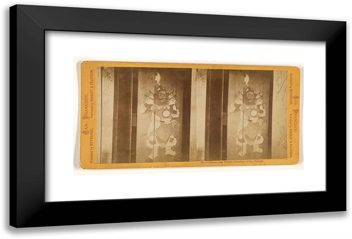 Chinese Joss House. Guardian of the Temple. 24x16 Black Modern Wood Framed Art Print Poster by Muybridge, Eadweard