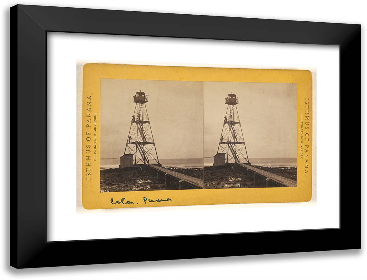 Colon (Aspinwall.) Lookouts at Light House. 24x18 Black Modern Wood Framed Art Print Poster by Muybridge, Eadweard