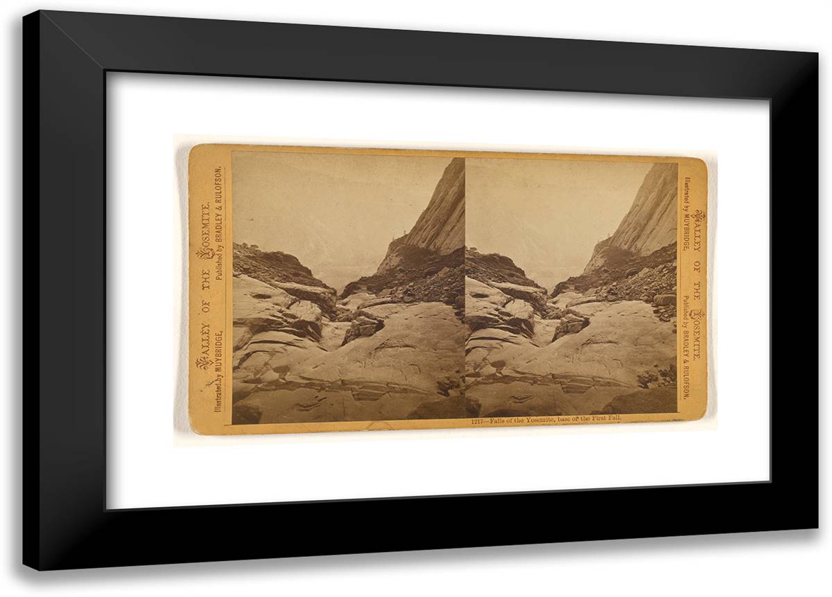 Falls of the Yosemite, Base of the First Fall 24x17 Black Modern Wood Framed Art Print Poster by Muybridge, Eadweard