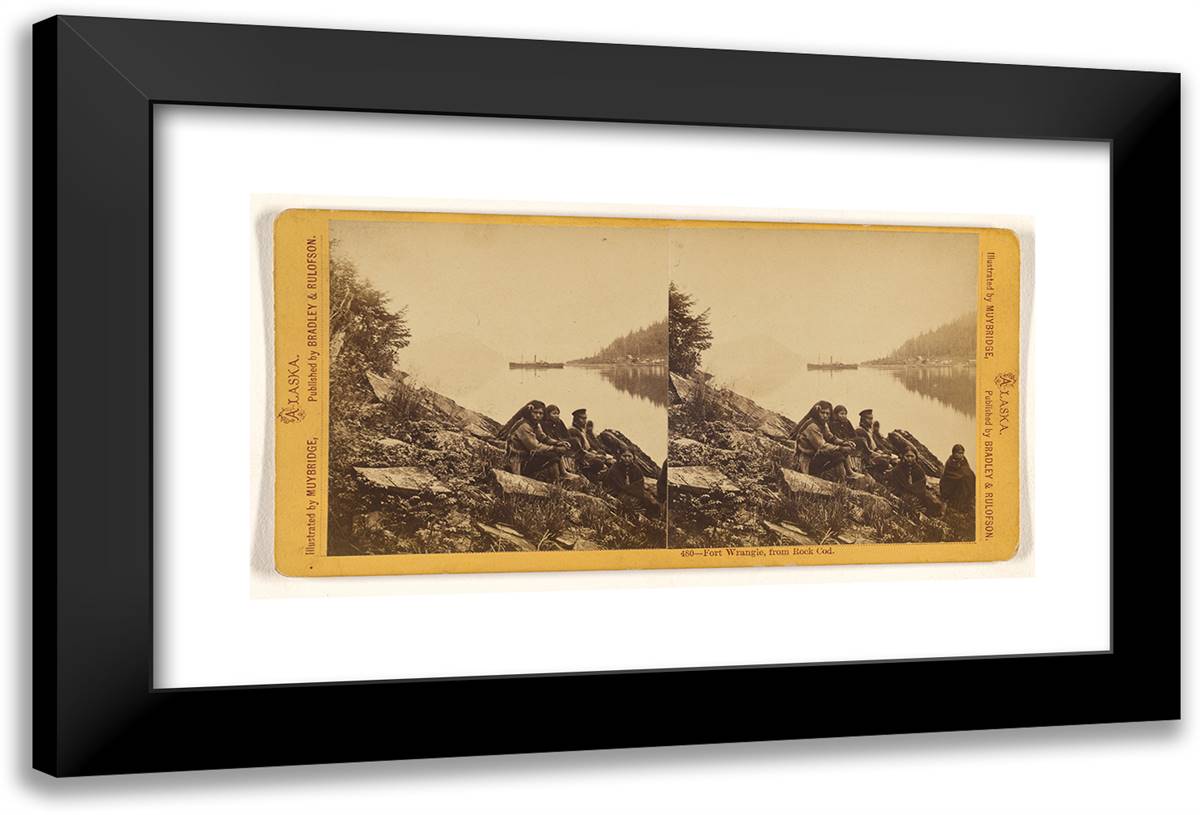 Fort Wrangle, from Rock Cod. 24x16 Black Modern Wood Framed Art Print Poster by Muybridge, Eadweard