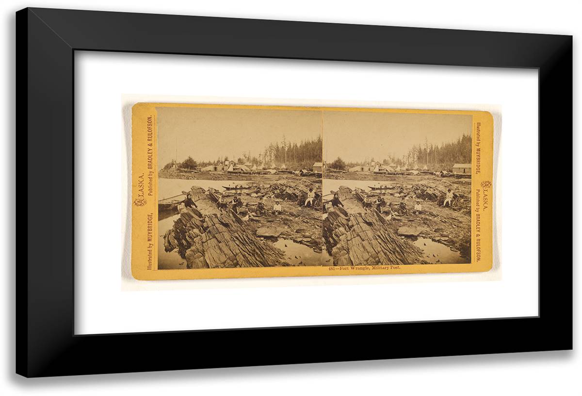 Fort Wrangle, Military Post. 24x16 Black Modern Wood Framed Art Print Poster by Muybridge, Eadweard