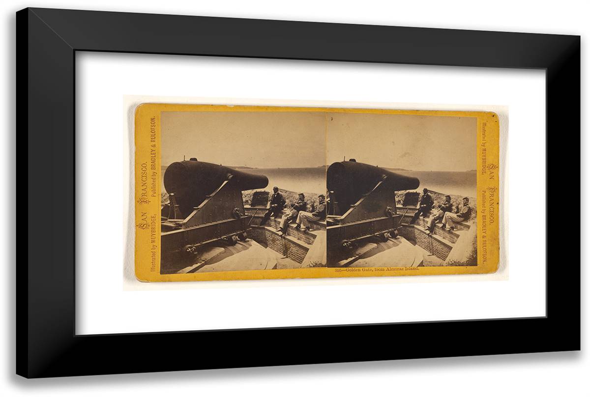 Golden Gate, from Alcatraz Island. 24x16 Black Modern Wood Framed Art Print Poster by Muybridge, Eadweard