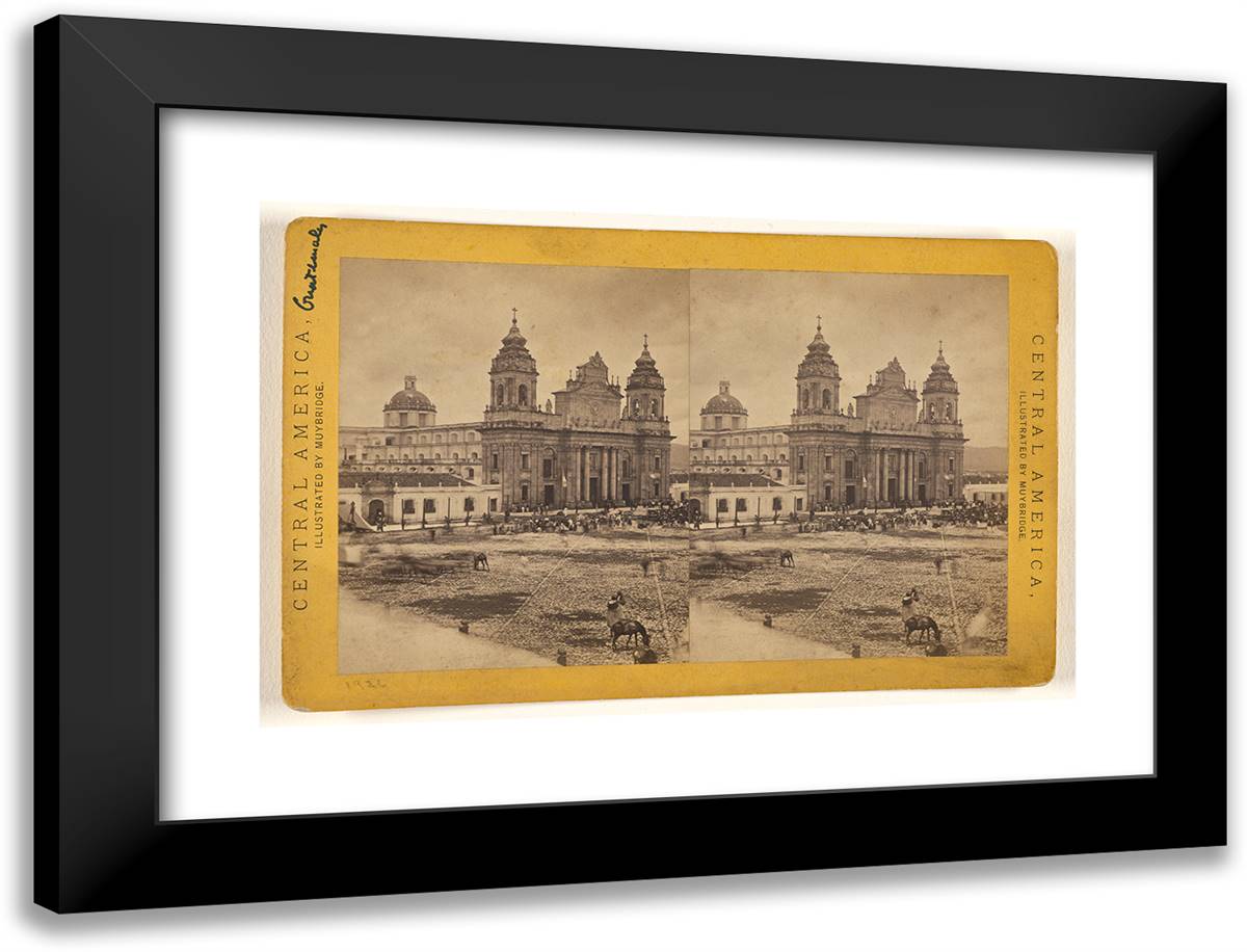 Guatemala, Cathedral. 24x18 Black Modern Wood Framed Art Print Poster by Muybridge, Eadweard