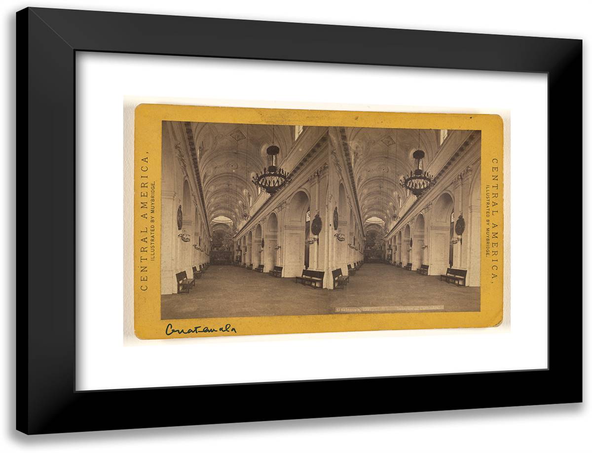 Guatemala, Interior of Cathedral. 24x18 Black Modern Wood Framed Art Print Poster by Muybridge, Eadweard