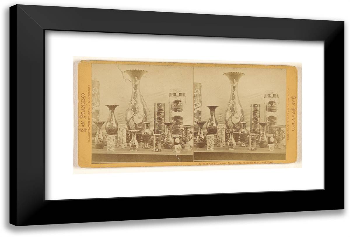 Haynes & Lawton, Market Street, Under the Grand Hotel. 24x16 Black Modern Wood Framed Art Print Poster by Muybridge, Eadweard