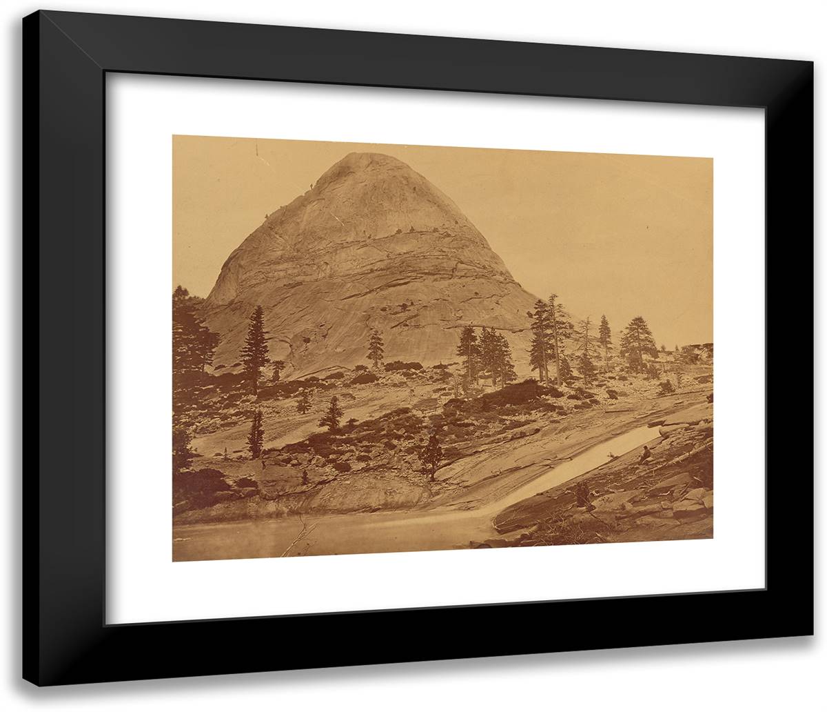 Helmet Dome and Little Grizzly Fall. 23x20 Black Modern Wood Framed Art Print Poster by Muybridge, Eadweard