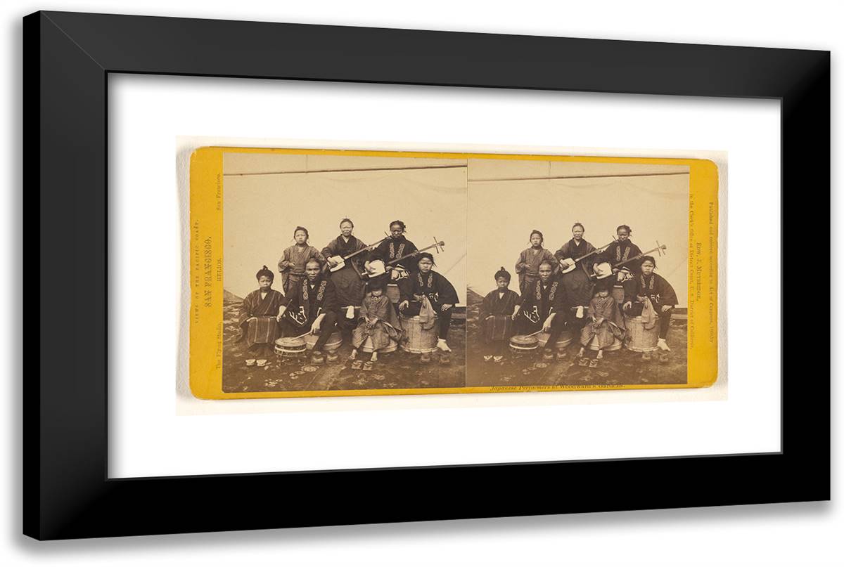 Japanese Performers at Woodward's Gardens. I 24x16 Black Modern Wood Framed Art Print Poster by Muybridge, Eadweard