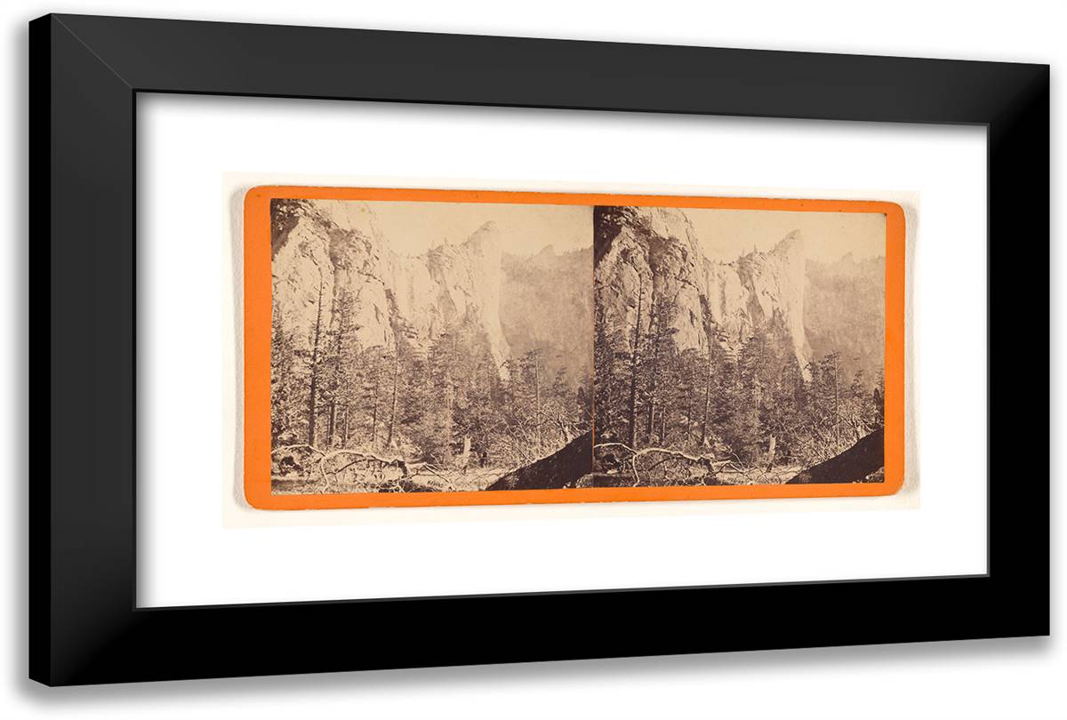 Lo-Low-No Bridal Vail Sic Fall 940 Ft Fall 24x16 Black Modern Wood Framed Art Print Poster by Muybridge, Eadweard