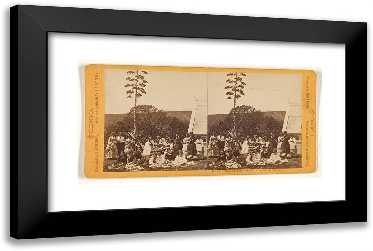 Mills' Seminary, Seminary Park, Alameda Co., Cal. 24x16 Black Modern Wood Framed Art Print Poster by Muybridge, Eadweard