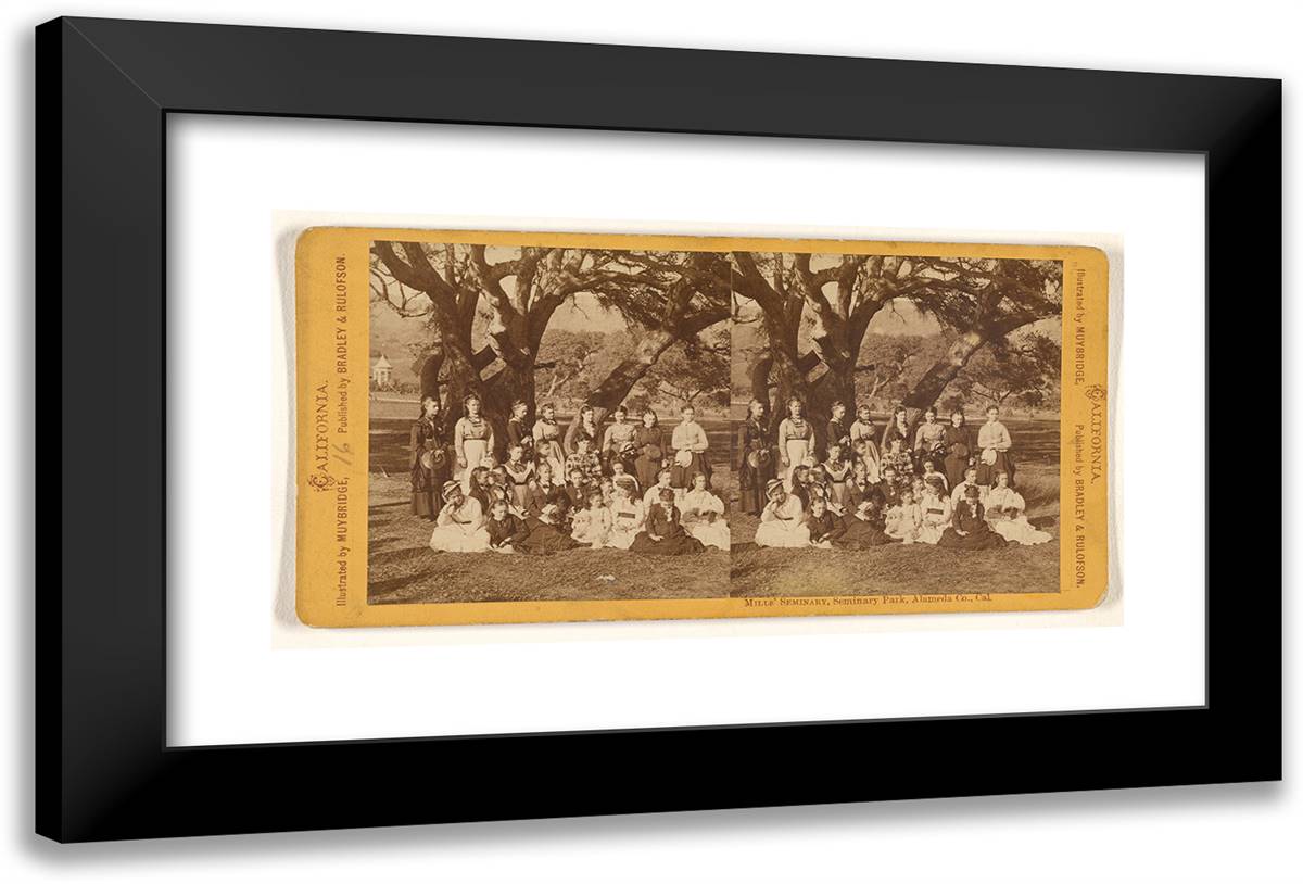 Mills' Seminary, Seminary Park, Alameda Co., Cal. I 24x16 Black Modern Wood Framed Art Print Poster by Muybridge, Eadweard