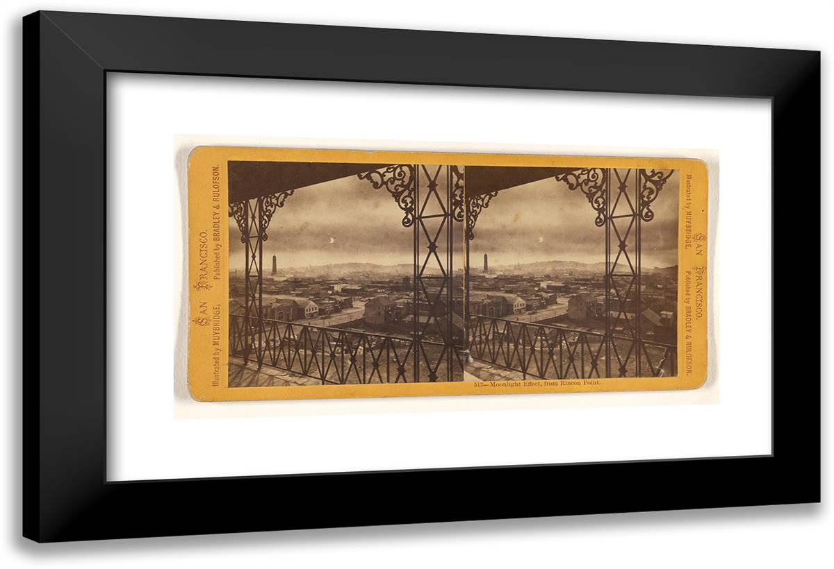 Moonlight Effect, from Rincon Point. 24x16 Black Modern Wood Framed Art Print Poster by Muybridge, Eadweard