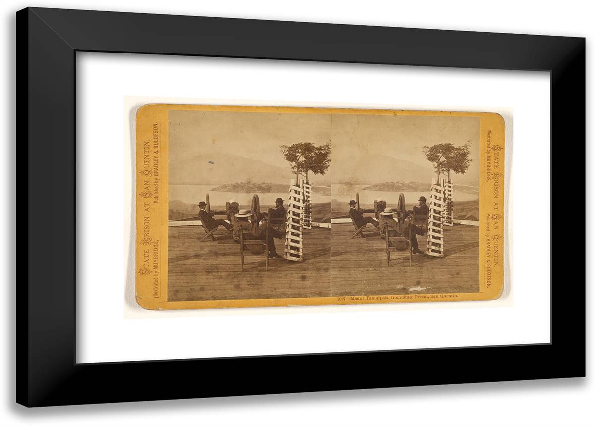 Mount Tamalpais, from State Prison, San Quentin. 24x17 Black Modern Wood Framed Art Print Poster by Muybridge, Eadweard