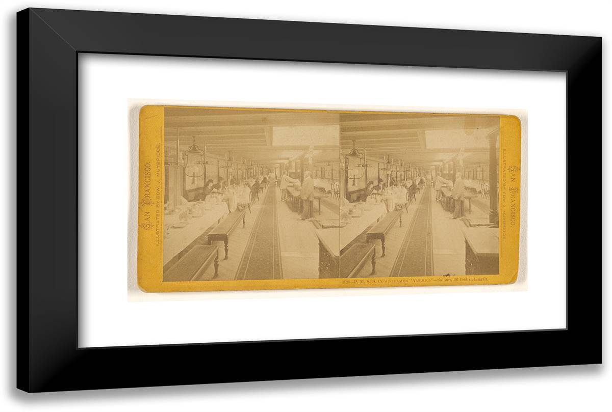 P.M.S.S. Co.'s Steamer ´America´ - Saloon, 101 Feet in Lengt 24x16 Black Modern Wood Framed Art Print Poster by Muybridge, Eadweard