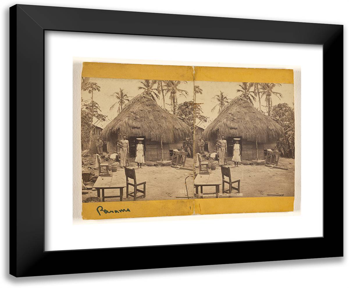 Pamana. Native Hut. 24x20 Black Modern Wood Framed Art Print Poster by Muybridge, Eadweard