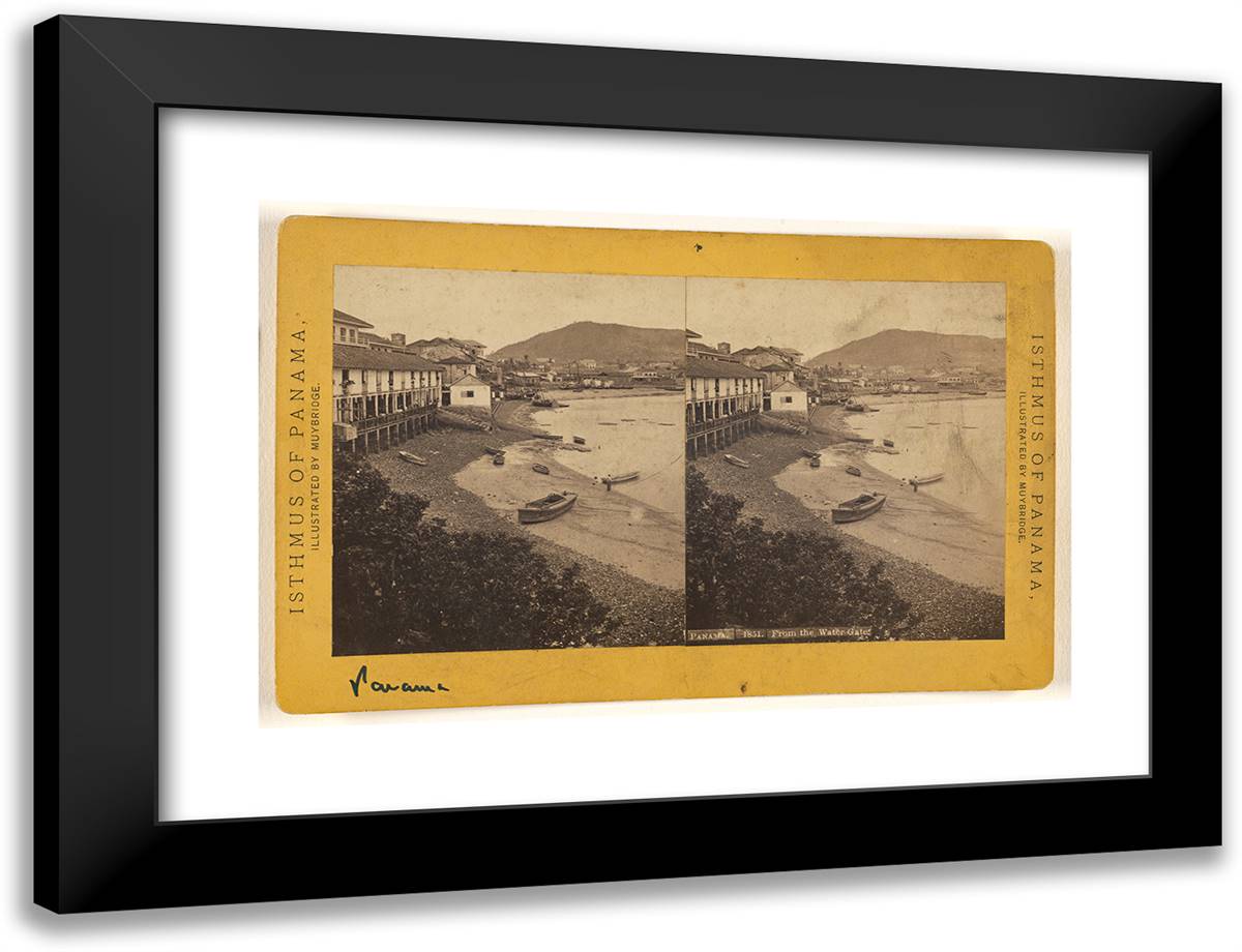 Panama. from the Water Gate. 24x18 Black Modern Wood Framed Art Print Poster by Muybridge, Eadweard