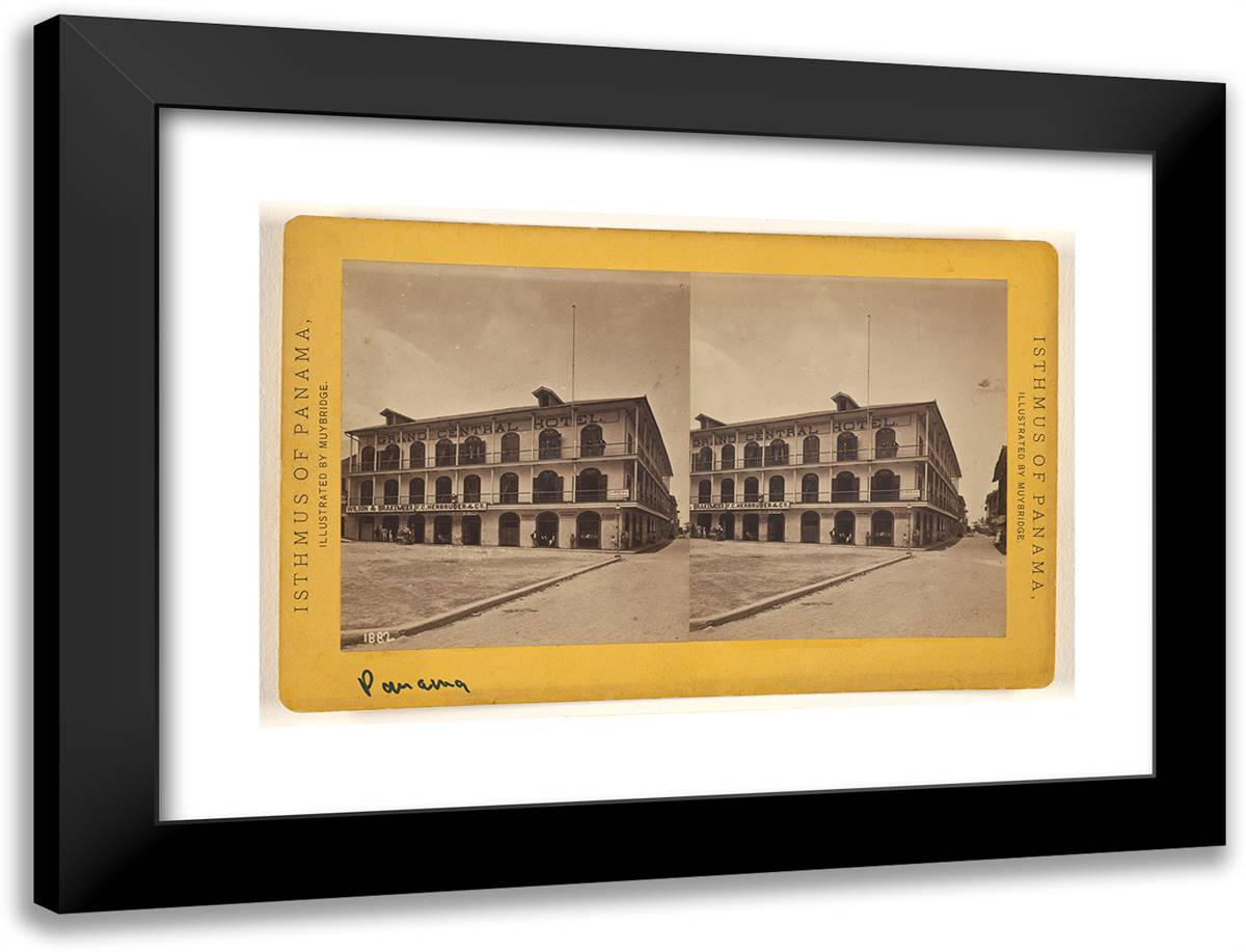 Panama. Grand Central Hotel. 24x18 Black Modern Wood Framed Art Print Poster by Muybridge, Eadweard