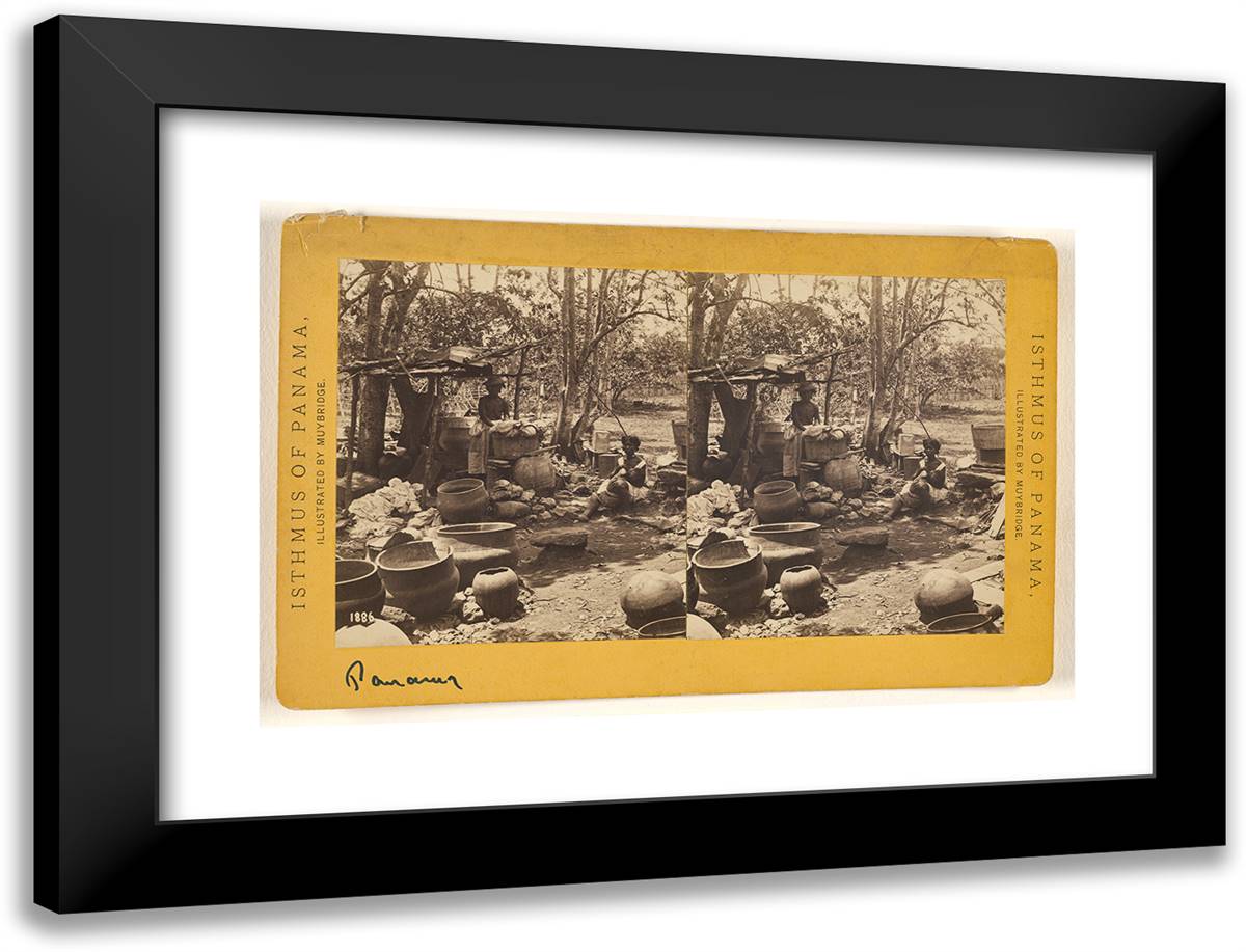 Panama. Laundry. 24x18 Black Modern Wood Framed Art Print Poster by Muybridge, Eadweard