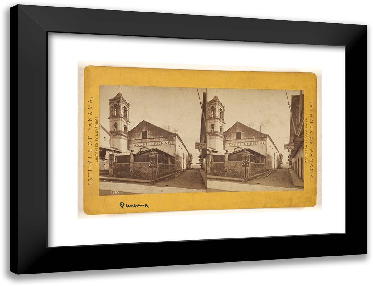 Panama. Ruins of Church of San Juan De Dios. 24x18 Black Modern Wood Framed Art Print Poster by Muybridge, Eadweard
