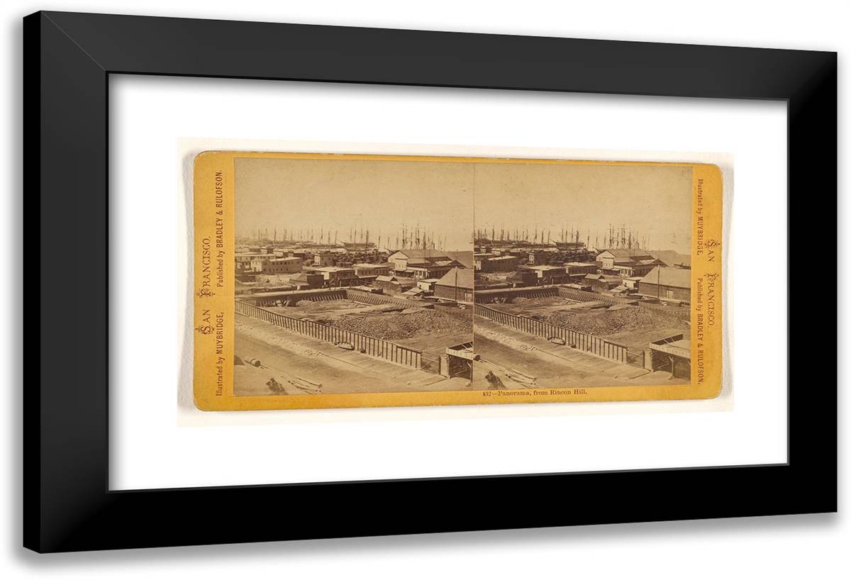 Panorama, from Rincon Hill 24x16 Black Modern Wood Framed Art Print Poster by Muybridge, Eadweard