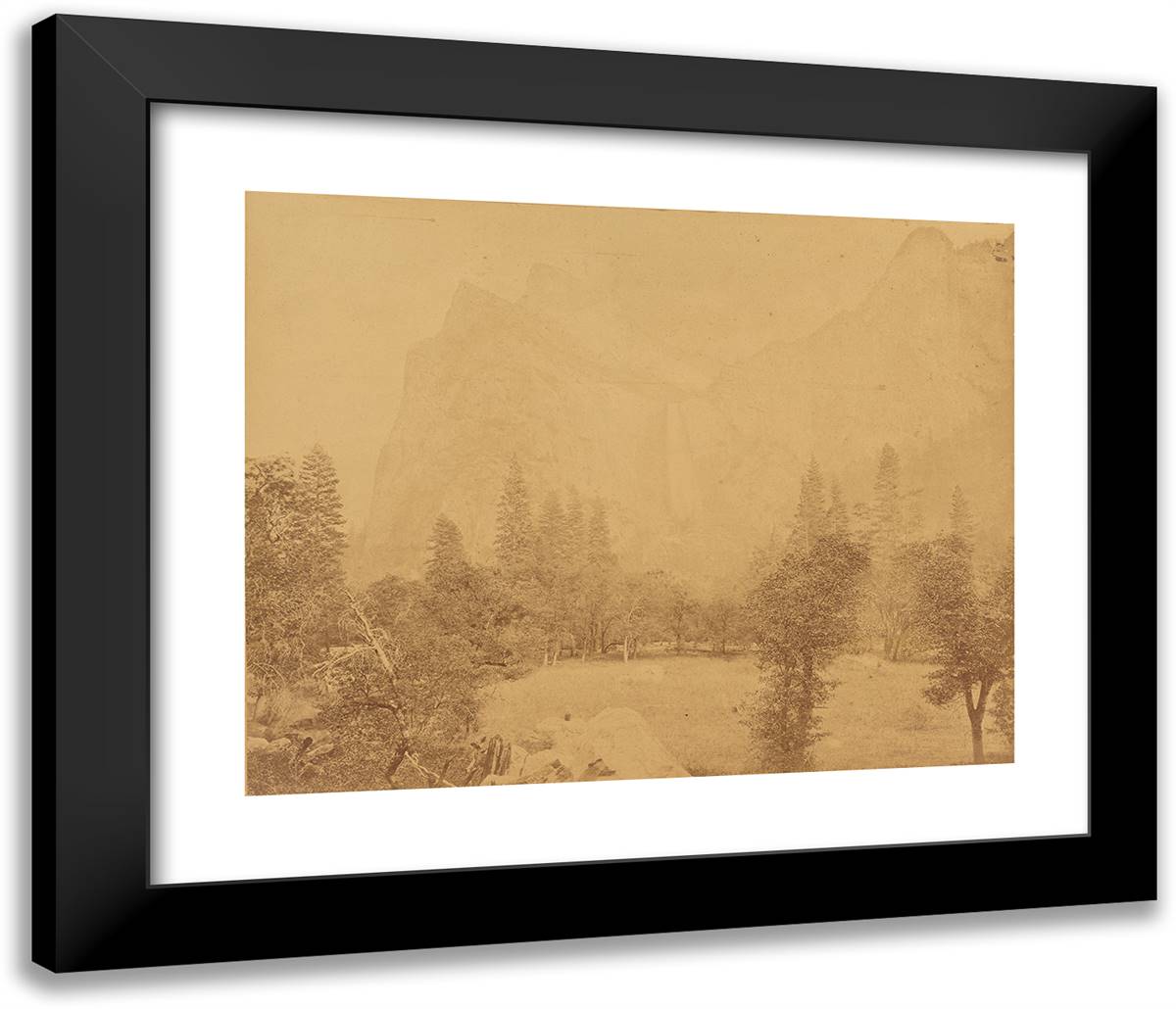 Pohona. Valley of the Yosemite. 23x20 Black Modern Wood Framed Art Print Poster by Muybridge, Eadweard