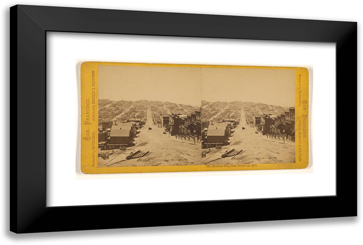 Russian Hill, from Telegraph Hill. 24x16 Black Modern Wood Framed Art Print Poster by Muybridge, Eadweard