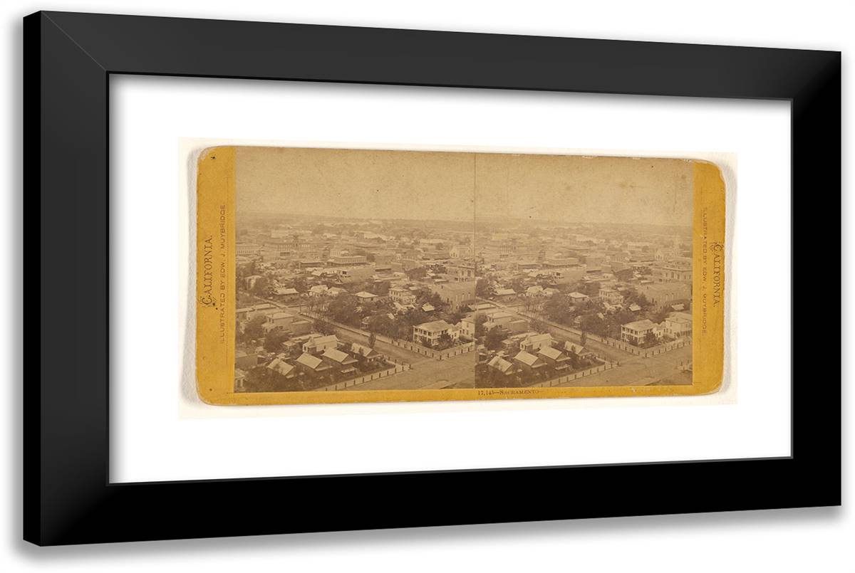 Sacramento 24x16 Black Modern Wood Framed Art Print Poster by Muybridge, Eadweard