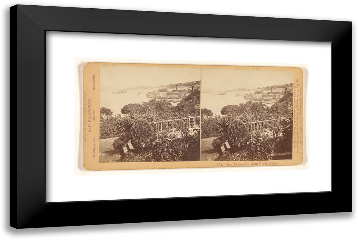 San Francisco, from Black Point. 24x16 Black Modern Wood Framed Art Print Poster by Muybridge, Eadweard