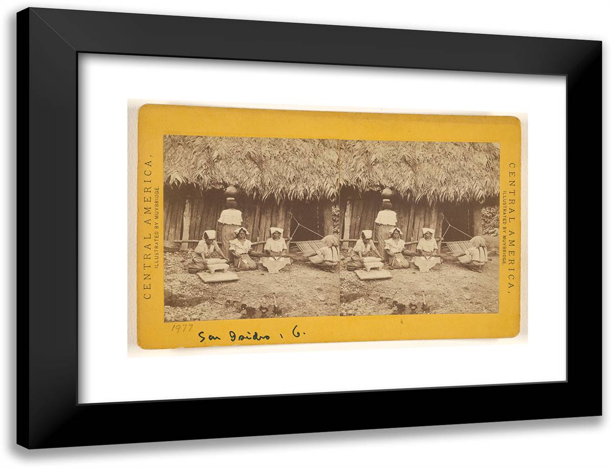 San Isidro, Domestic Scene. 24x18 Black Modern Wood Framed Art Print Poster by Muybridge, Eadweard