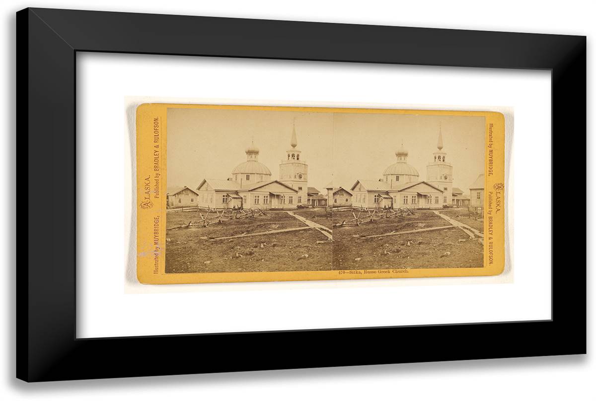 Sitka, Russo Greek Church. 24x16 Black Modern Wood Framed Art Print Poster by Muybridge, Eadweard