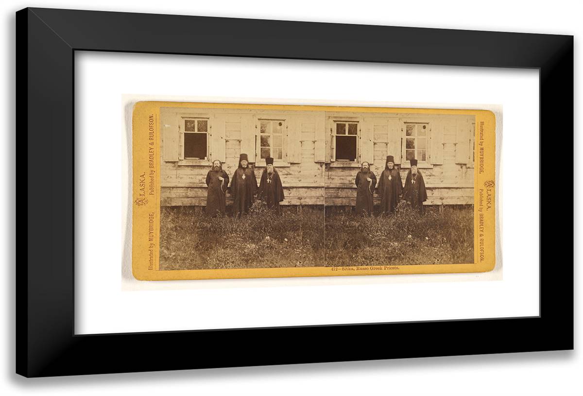 Sitka, Russo Greek Priests. 24x16 Black Modern Wood Framed Art Print Poster by Muybridge, Eadweard