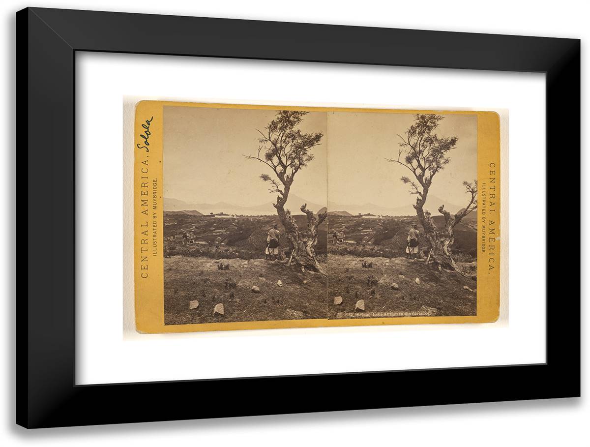 Solola, Lake Atitlan in the Distance. 24x18 Black Modern Wood Framed Art Print Poster by Muybridge, Eadweard