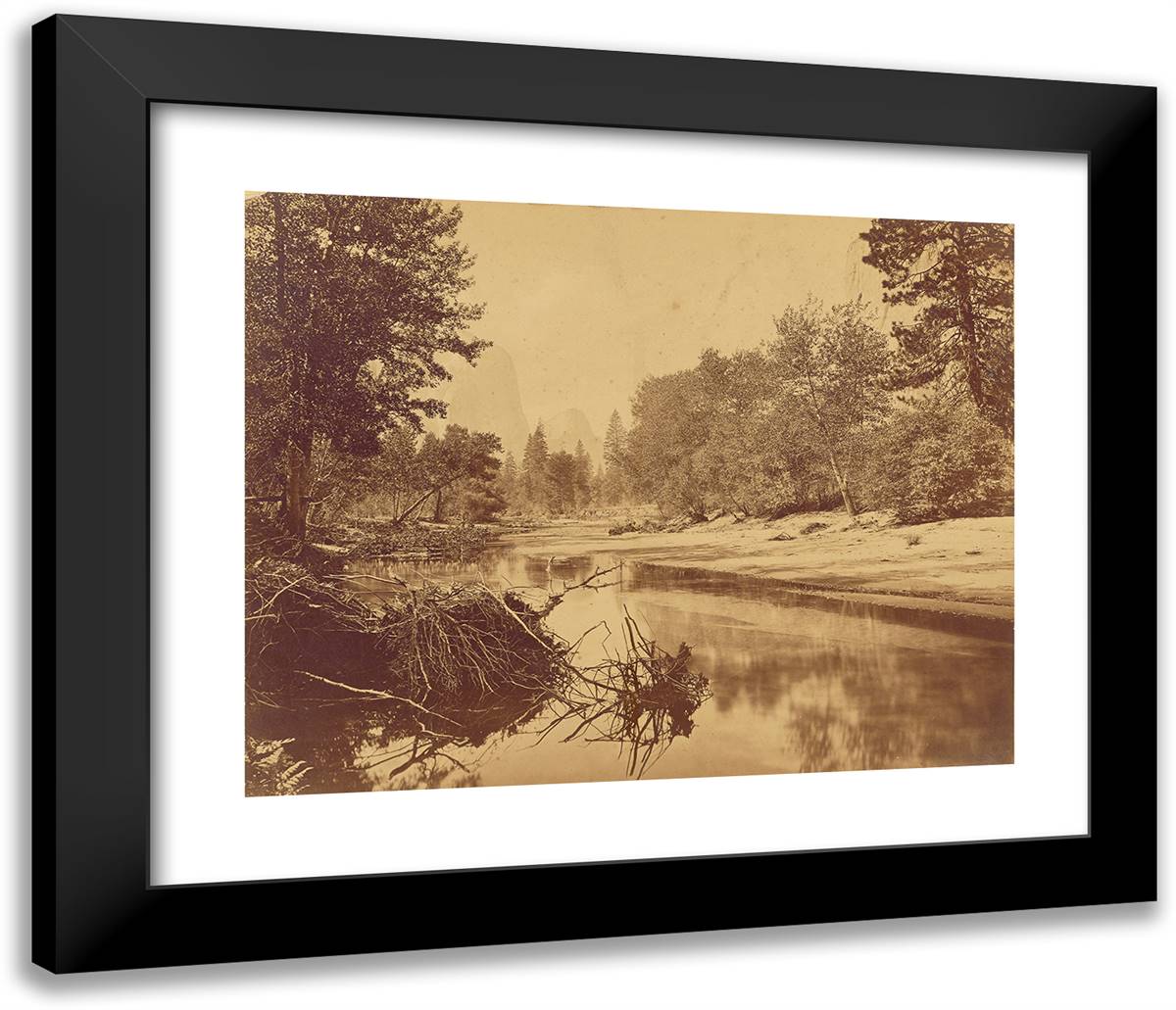 Sylvan Bar. Valley of the Yosemite. 23x20 Black Modern Wood Framed Art Print Poster by Muybridge, Eadweard