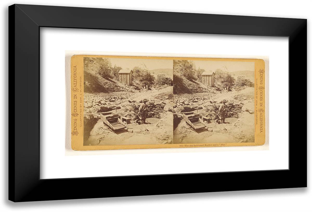 The Old Fashioned Rocker and a ´49Er.´ 24x16 Black Modern Wood Framed Art Print Poster by Muybridge, Eadweard