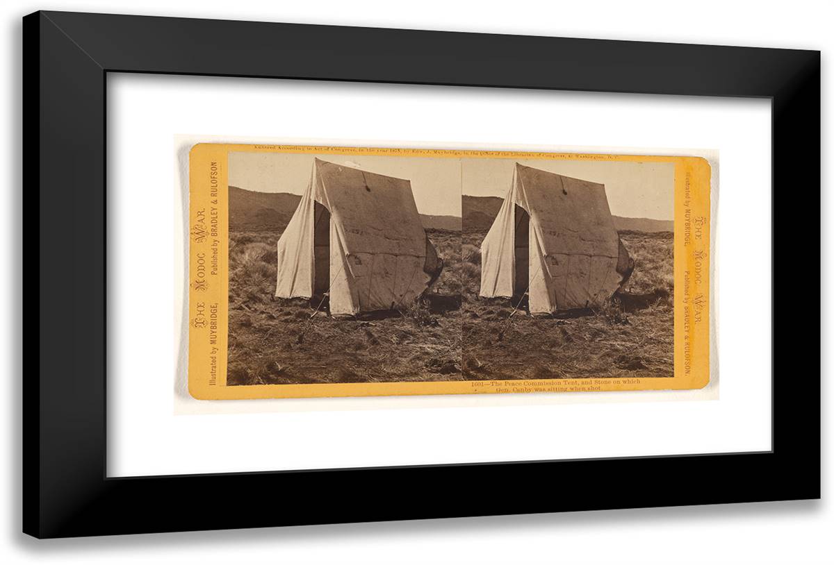 The Peace Commission Tent, and Stone on Which Gen. Canby Was 24x16 Black Modern Wood Framed Art Print Poster by Muybridge, Eadweard