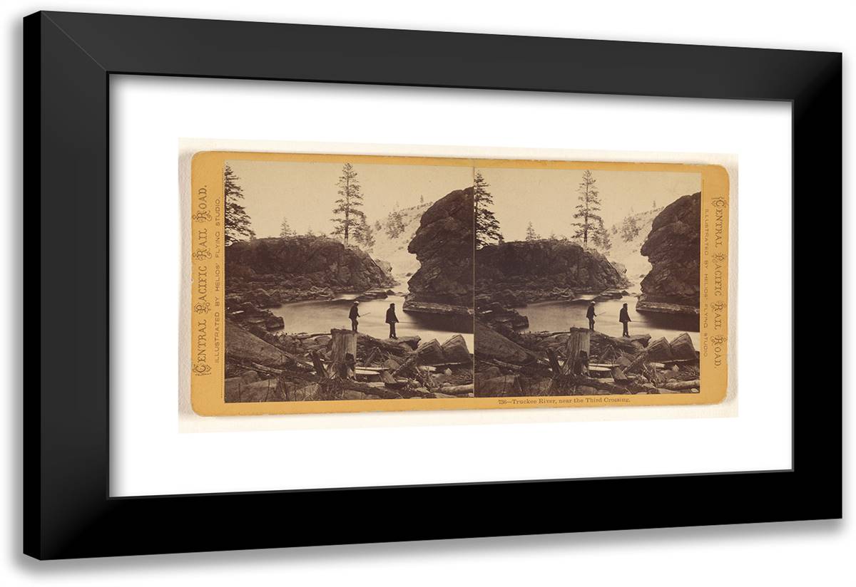 Truckee River, Near the Third Crossing. 24x16 Black Modern Wood Framed Art Print Poster by Muybridge, Eadweard