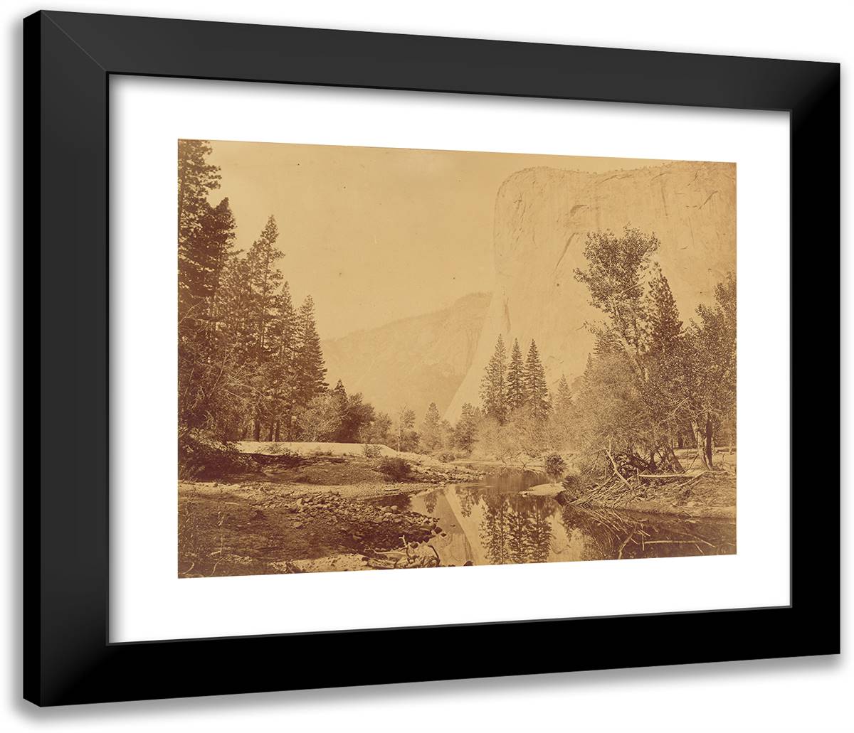 Tutokanula. Valley of the Yosemite. (The Great Chief) ´El Ca 23x20 Black Modern Wood Framed Art Print Poster by Muybridge, Eadweard