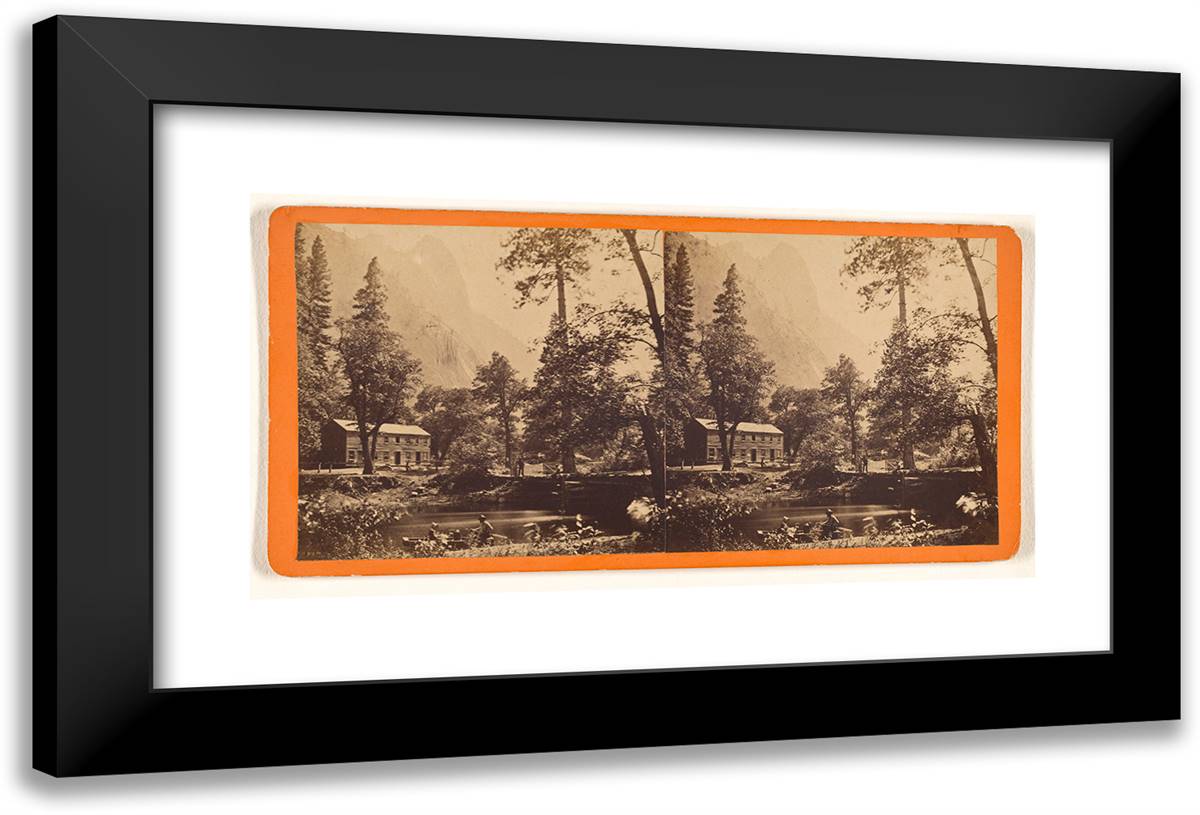 Yosemite Hotel 24x16 Black Modern Wood Framed Art Print Poster by Muybridge, Eadweard
