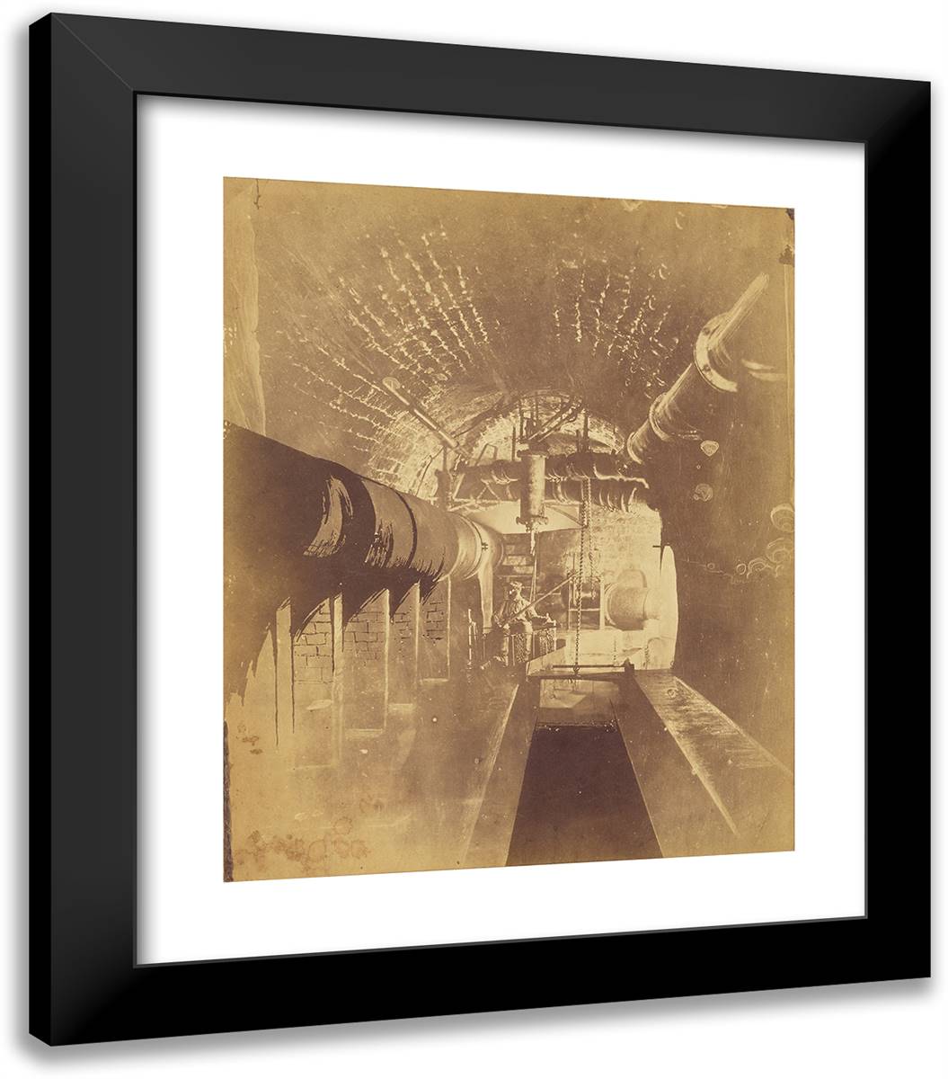 Egout Sous La Rue De Chateaudun 20x23 Black Modern Wood Framed Art Print Poster by Nadar, Gaspard