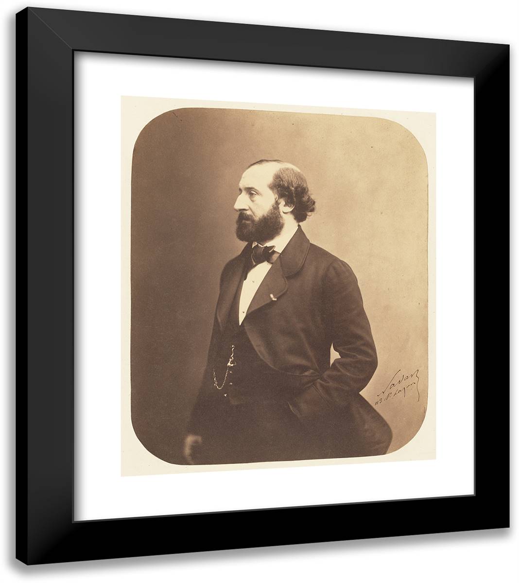 Emile Augier 20x23 Black Modern Wood Framed Art Print Poster by Nadar, Gaspard