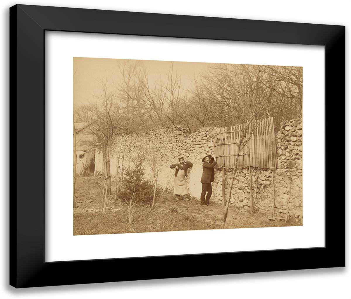Ermitage De Senart, Un Jardinier Et Jules Belaube 24x20 Black Modern Wood Framed Art Print Poster by Nadar, Gaspard