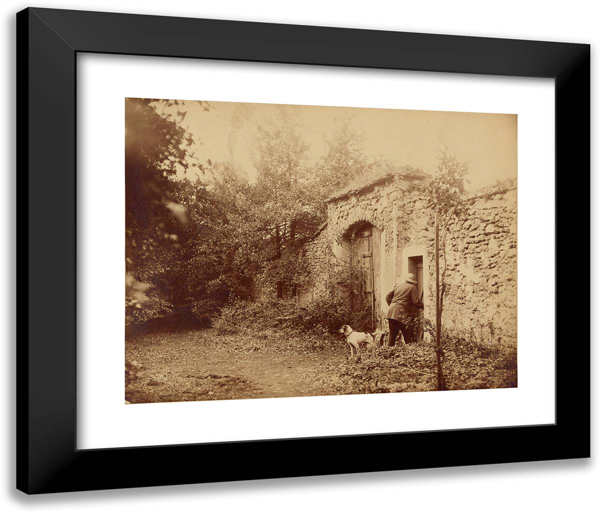 Man Passing Through a Garden Door, Senart 24x20 Black Modern Wood Framed Art Print Poster by Nadar, Gaspard